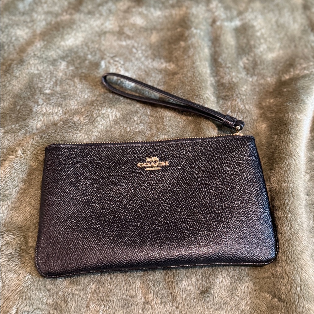 Coach Midnight Black Leather Wristlet